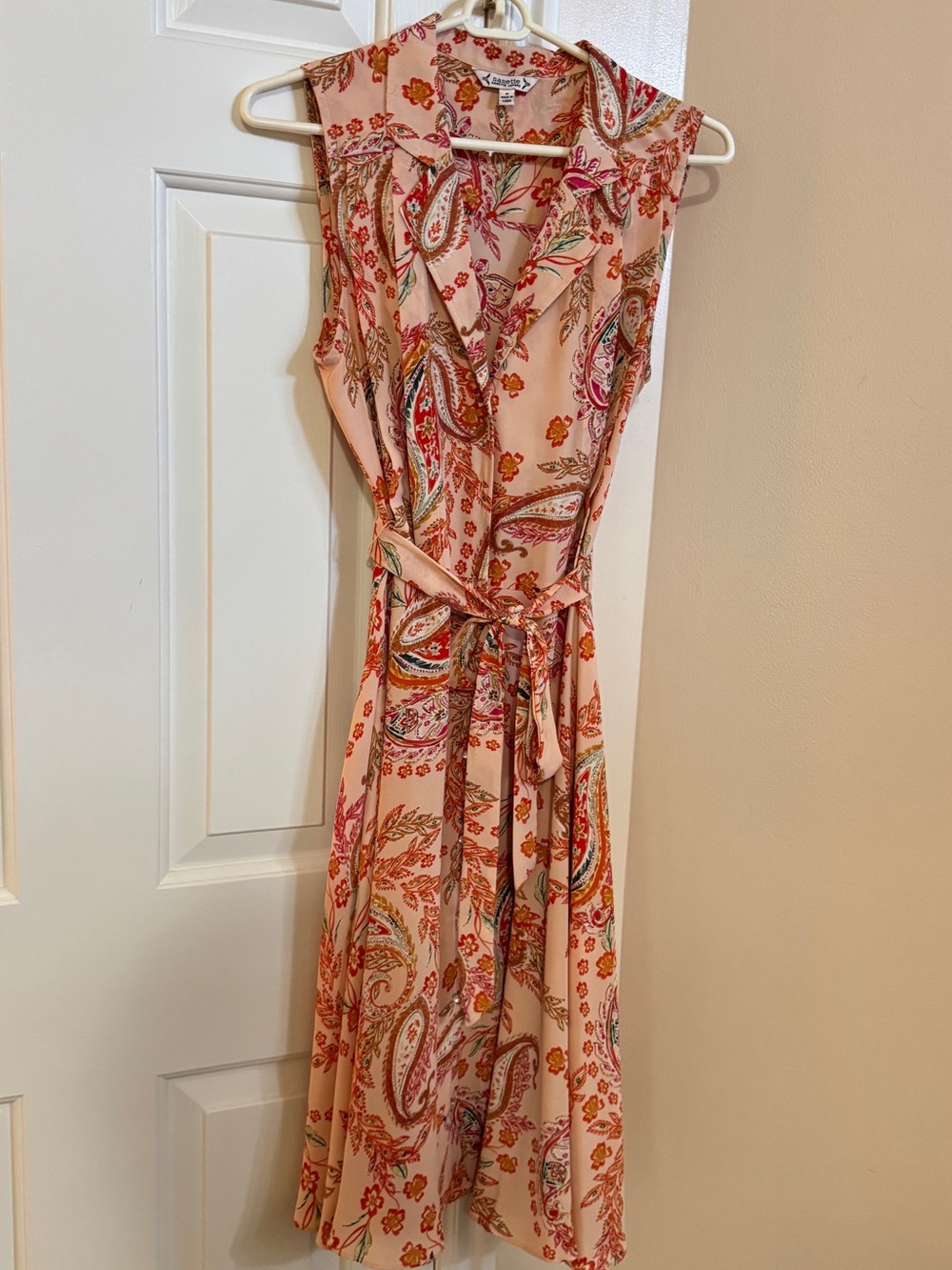 Sleeveless peach Nanette Lepore paisley dress